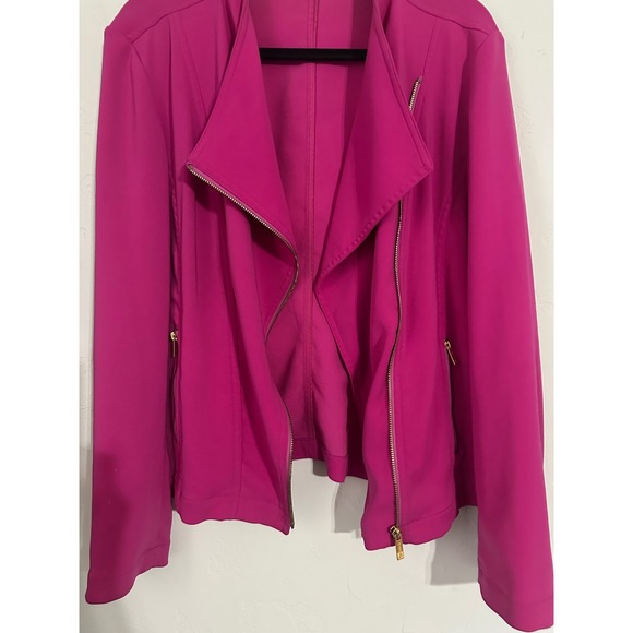 Calvin Klein Women Pink Asymmetrical Zip‎ Moto Jacket - Picture 4 of 8